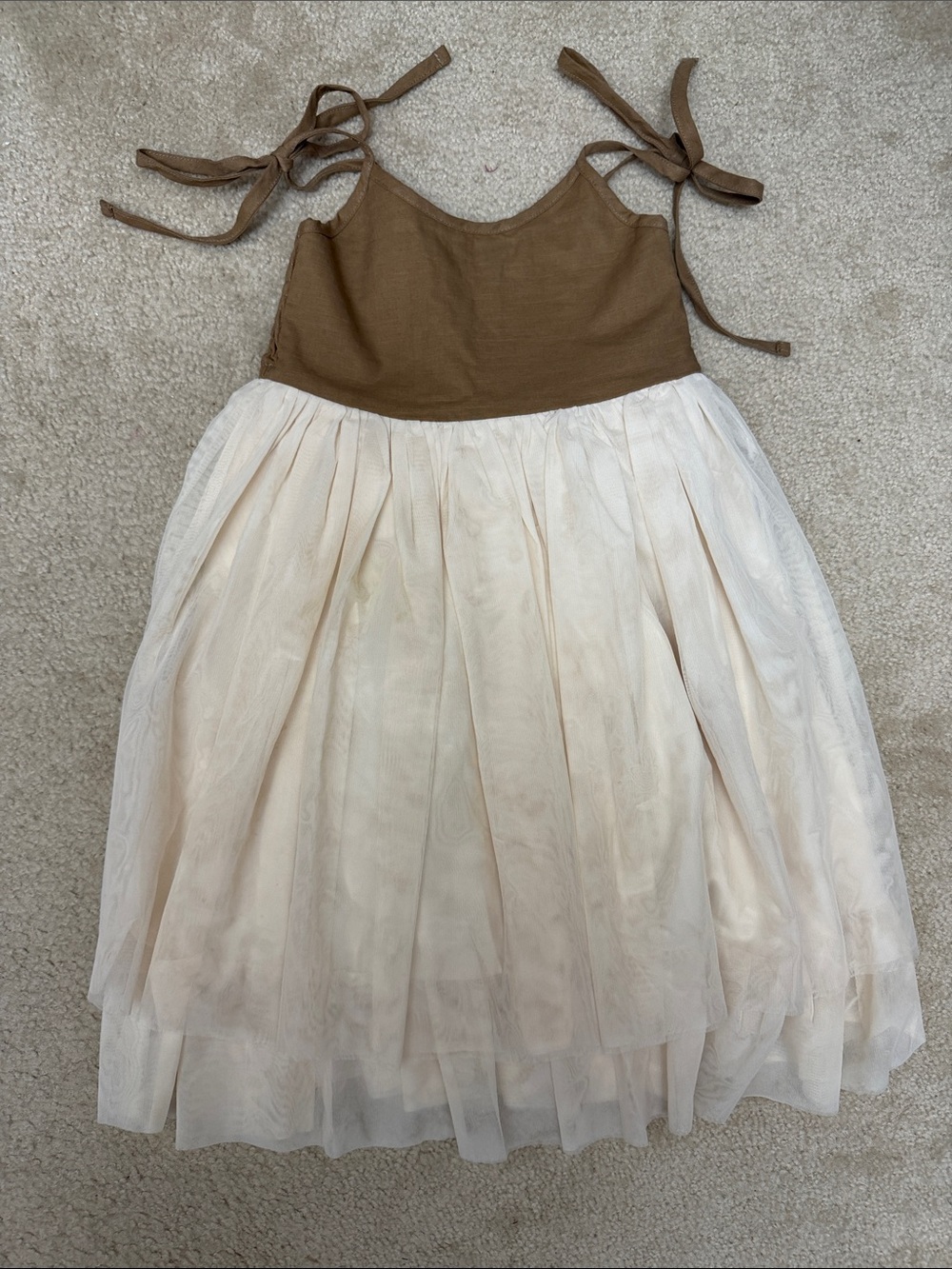 Kids Brown and Cream Tulle Dress by Indie Blue